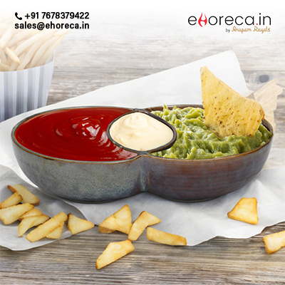 CERAMIC CHIP & DIP BOWL