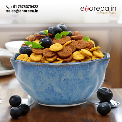 CERAMIC BLUE SNACK BOWL