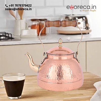 COPPER HAMMERED SERVING KETTLE
