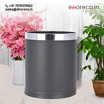 SS ROUND LEATHERITE DUSTBIN