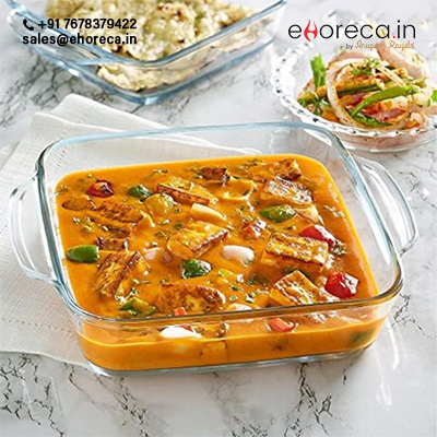 BOROSIL SQUARE DISH WITH HANDLE