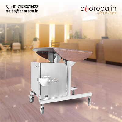 SS ROOM SERVICE TROLLEY WITH HOT CASE